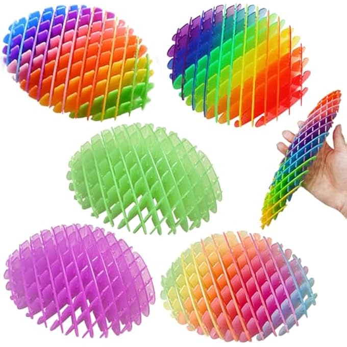 KEJIH Fidget Worm Toy 5PCS - Quiet Worm Sensory Toys,Stress Relief Fidget Toys,Stress Relieving Toys,Resistance Fidget Toys,Anxiety Relief Toys for Kids & Adults,Elastic Mesh Toys (5 Colors Packing) - Image 1