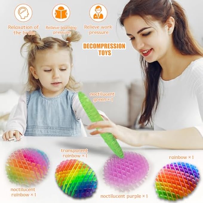 KEJIH Fidget Worm Toy 5PCS - Quiet Worm Sensory Toys,Stress Relief Fidget Toys,Stress Relieving Toys,Resistance Fidget Toys,Anxiety Relief Toys for Kids & Adults,Elastic Mesh Toys (5 Colors Packing) - Image 4