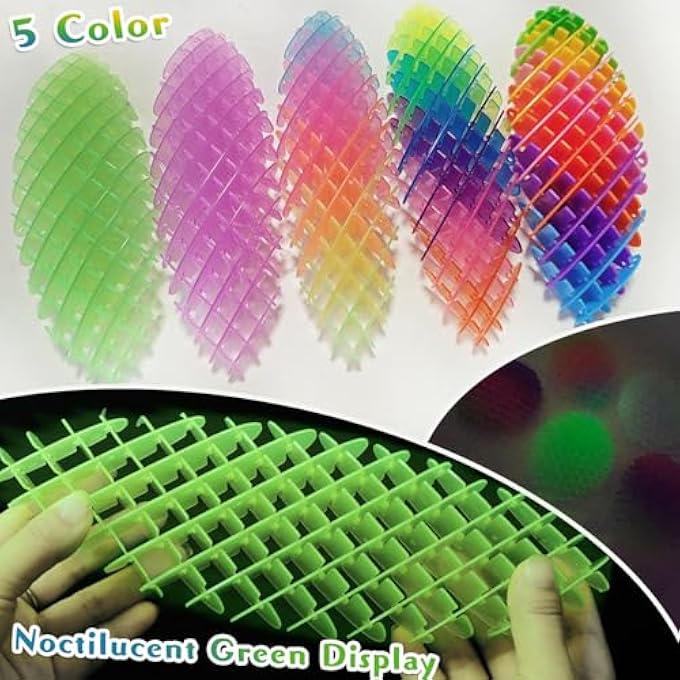 KEJIH Fidget Worm Toy 5PCS - Quiet Worm Sensory Toys,Stress Relief Fidget Toys,Stress Relieving Toys,Resistance Fidget Toys,Anxiety Relief Toys for Kids & Adults,Elastic Mesh Toys (5 Colors Packing) - Image 2