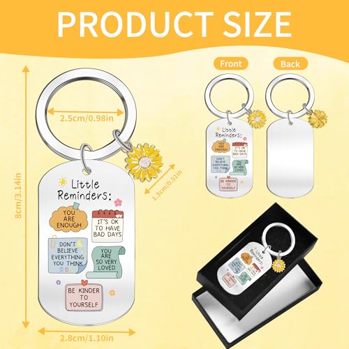 EoBeCy Little Reminders Inspirational Keychain: Mental Health Gifts for Women, Sunflower Keychain with Affirmation Quotes, Cute and Unique Keyring, Christmas Birthday Gift for Women Girls and Friends - Image 2