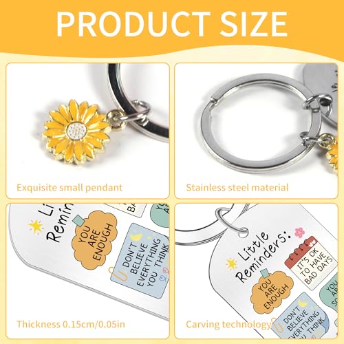 EoBeCy Little Reminders Inspirational Keychain: Mental Health Gifts for Women, Sunflower Keychain with Affirmation Quotes, Cute and Unique Keyring, Christmas Birthday Gift for Women Girls and Friends - Image 3