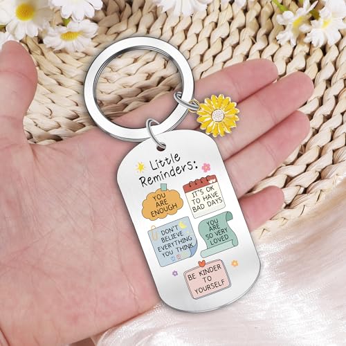 EoBeCy Little Reminders Inspirational Keychain: Mental Health Gifts for Women, Sunflower Keychain with Affirmation Quotes, Cute and Unique Keyring, Christmas Birthday Gift for Women Girls and Friends - Image 4