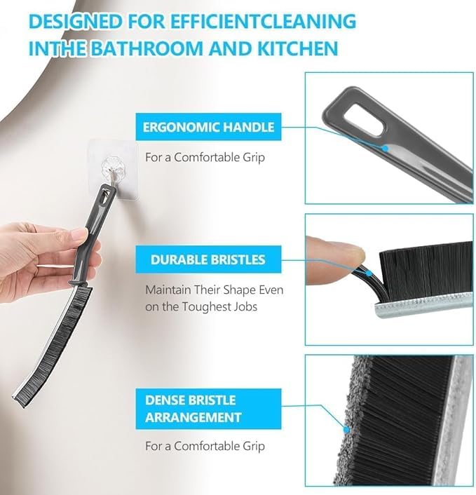 OFFERZONE Plastic Gap Cleaning Brush,Bathroom Gap Cleaning Brush,Clean The Dead Corners of Kitchen Tiles,Multifunctional Window Slots,Multi-Purpose Door Window Track Deep Cleaning Brush - Image 4