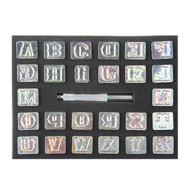 OWDEN Professional 27 Pieces Alphabet Stamp Tool Set for Leathercraft (3/4 Inch, 19 mm Tall), Leather Stamp Tools. - Image 1