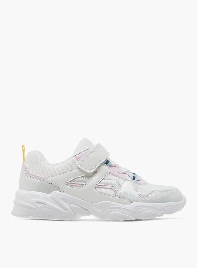 Flora Bella By Shoexpress Girls Embellished Panelled Sneakers with Hook-and-Loop Closure