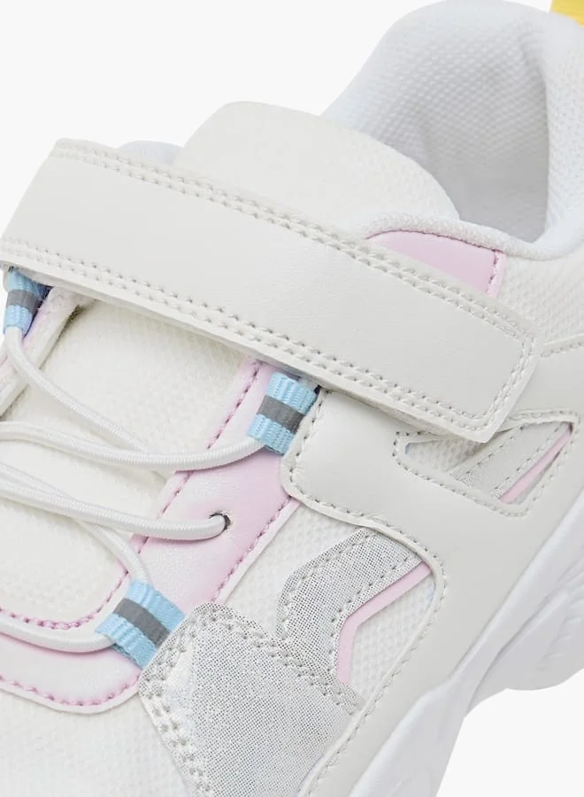 Flora Bella By Shoexpress Girls Embellished Panelled Sneakers with Hook-and-Loop Closure