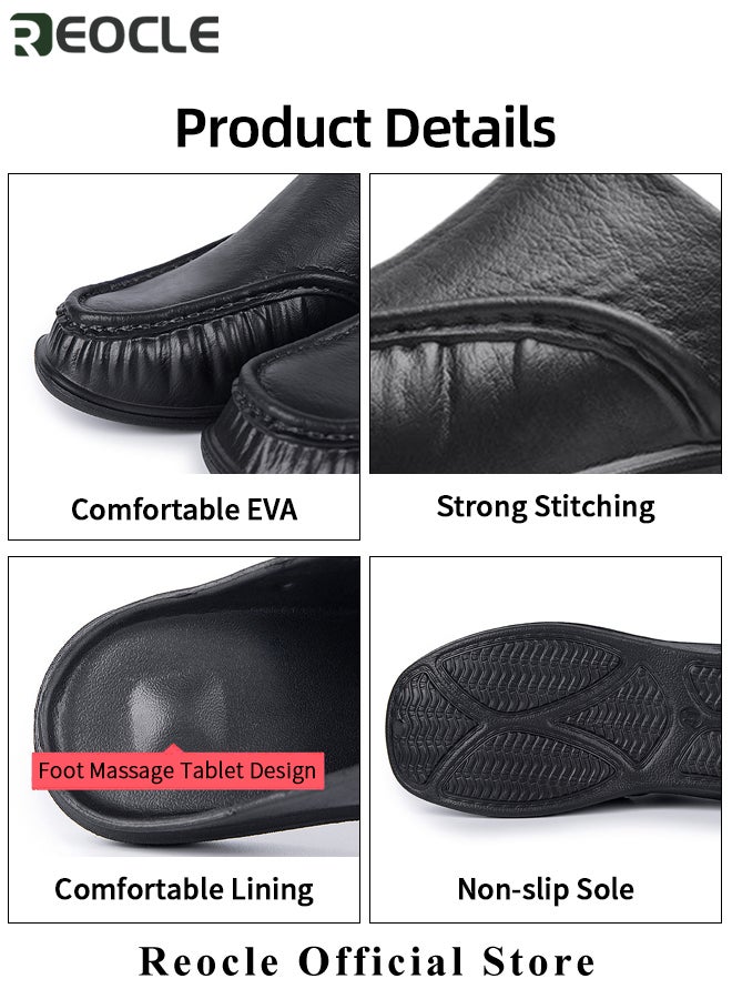ريوكل نعال رجالية سهلة الارتداء مع نعل مطاطي مضاد للانزلاق وتصميم ورقة تدليك القدم ومادة باردة وجيدة التهوية وحذاء بدون ظهر للاستخدام الداخلي والخارجي - Image 4