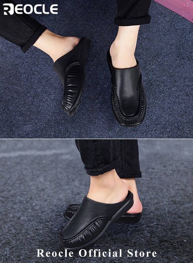 ريوكل نعال رجالية سهلة الارتداء مع نعل مطاطي مضاد للانزلاق وتصميم ورقة تدليك القدم ومادة باردة وجيدة التهوية وحذاء بدون ظهر للاستخدام الداخلي والخارجي - Image 5