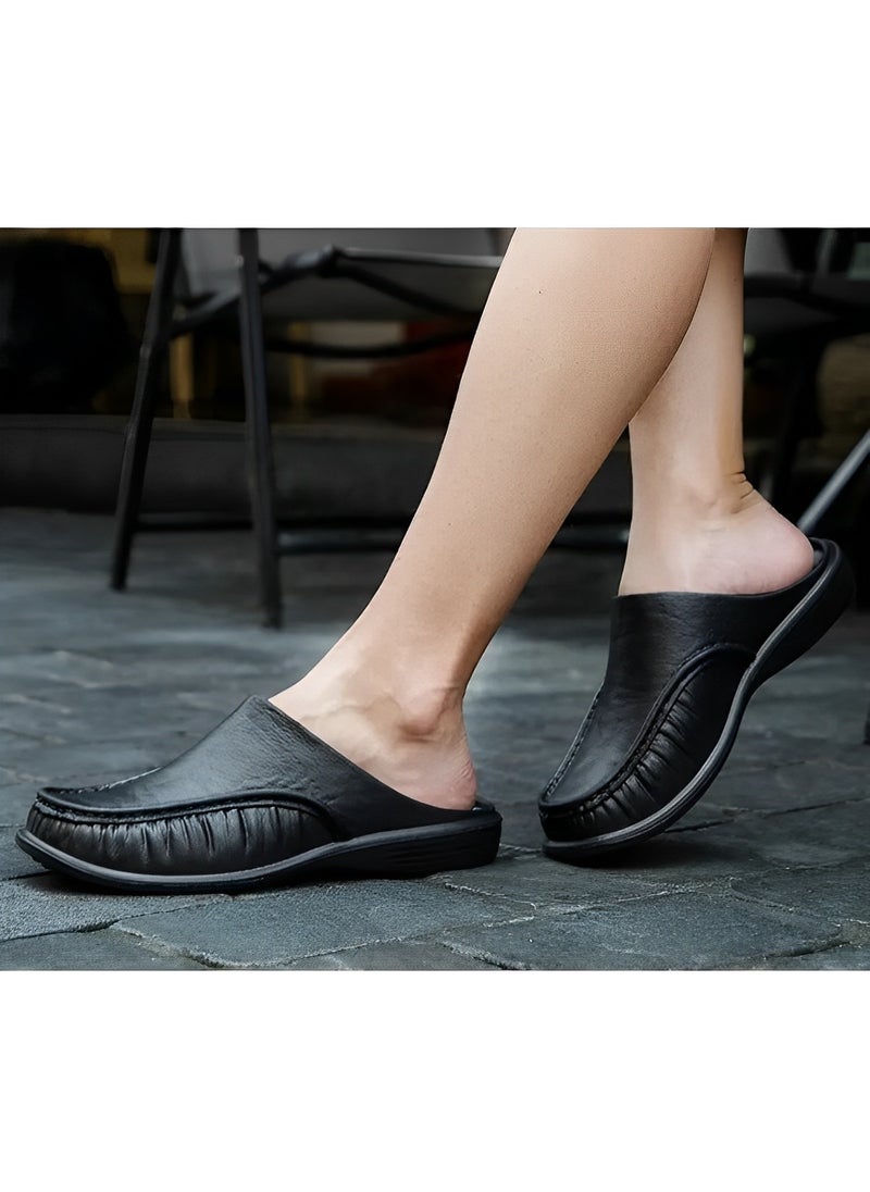 REOCLE - Men's Slippers Slip-On House Slippers with Anti-Skid Rubber Sole & Foot Massage Sheet Design & Cool and Breathable Material Backless Loafers for Indoor Outdoor - Image 1