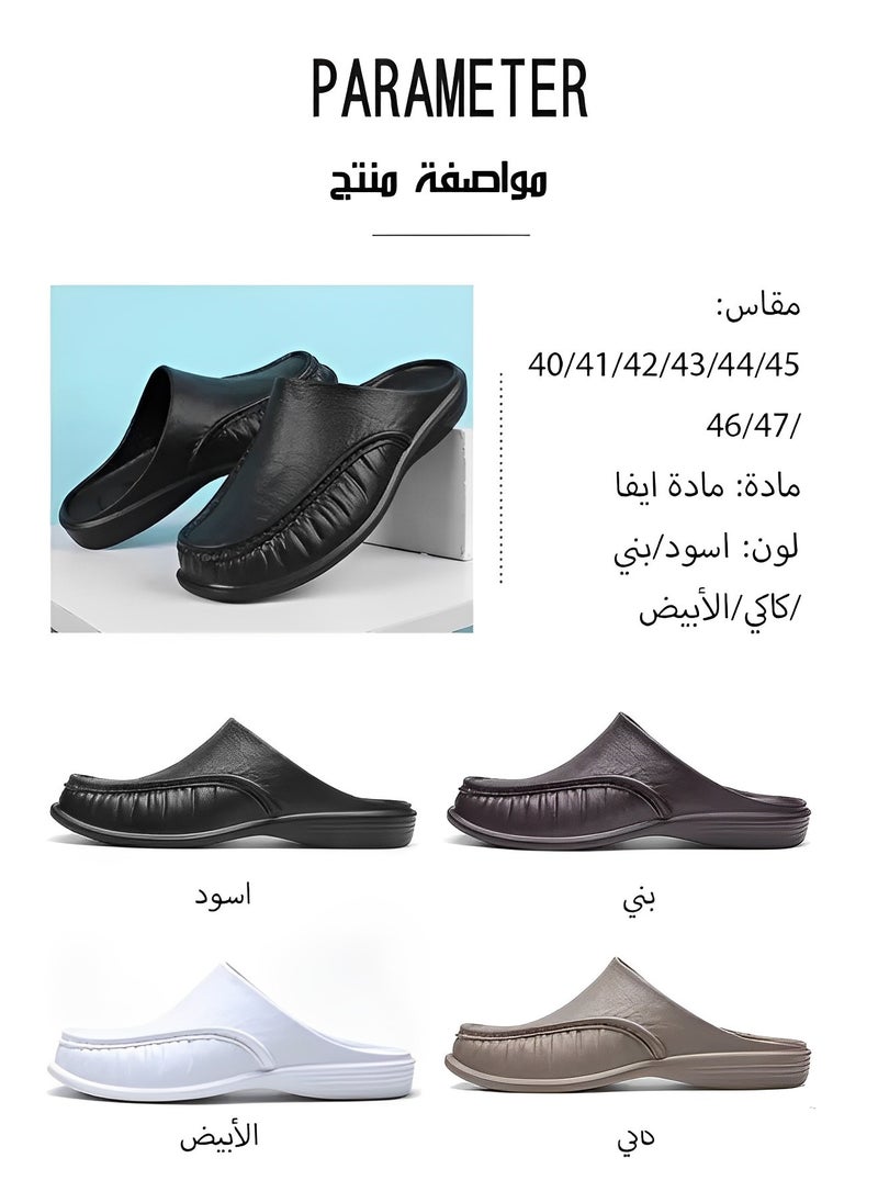 REOCLE - Men's Slippers Slip-On House Slippers with Anti-Skid Rubber Sole & Foot Massage Sheet Design & Cool and Breathable Material Backless Loafers for Indoor Outdoor - Image 1