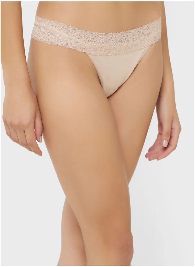 La Senza Lace Detail High Leg Thong
