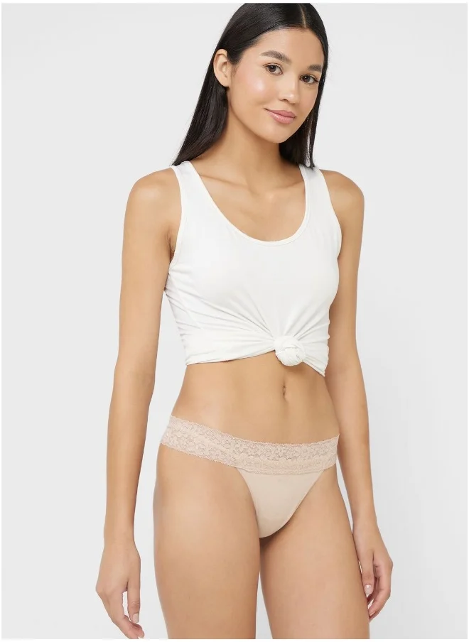 La Senza Lace Detail High Leg Thong