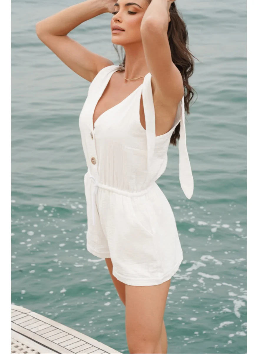 نوماد Crinkle Cotton Tie-Up Playsuit