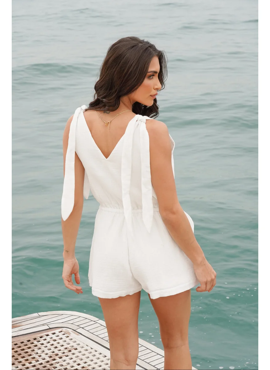 نوماد Crinkle Cotton Tie-Up Playsuit