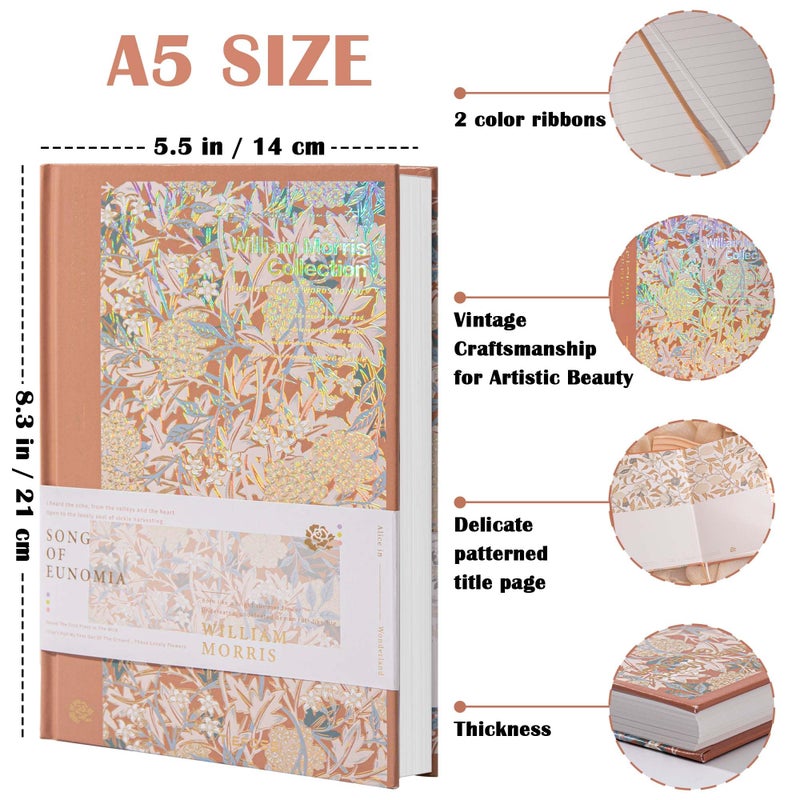 TIEFOSSI Lined Journal Notebook for Women Writing-A5 Hardcover Notebook-Premium 100gsm 224 Pages-Thick Travel journals for writing-College Ruled for Work Organization, Note Taking - Image 2
