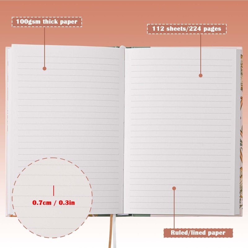 TIEFOSSI Lined Journal Notebook for Women Writing-A5 Hardcover Notebook-Premium 100gsm 224 Pages-Thick Travel journals for writing-College Ruled for Work Organization, Note Taking - Image 3