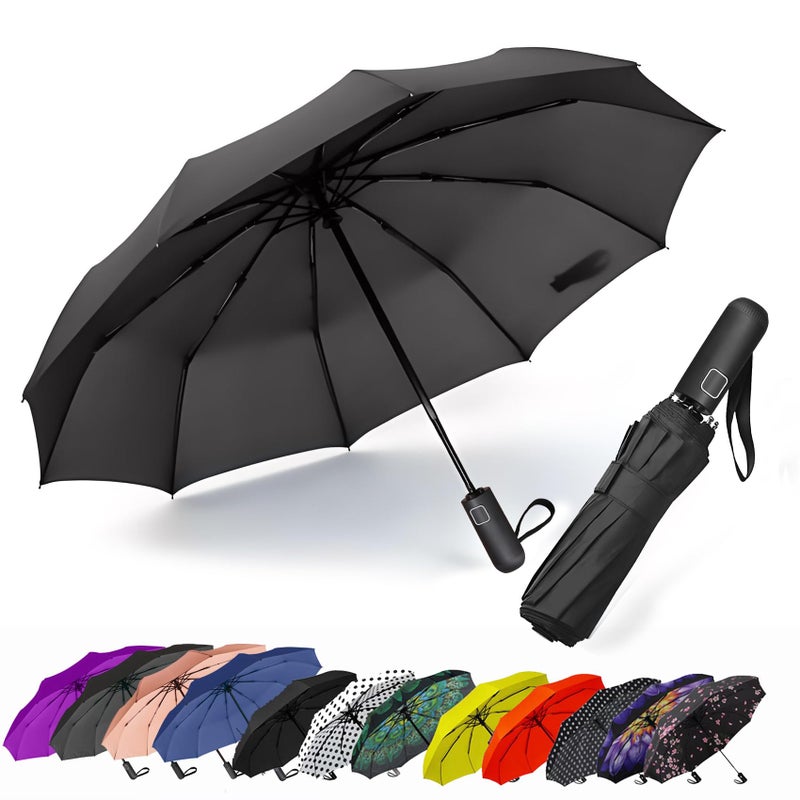 SIEPASA Windproof Travel Compact Umbrella-Automatic Umbrellas for Rain-Compact Folding Umbrella, Travel Umbrella Compact, Windproof Umbrellas for Men Women Teenage.(Black, 54 Inch) - Image 1