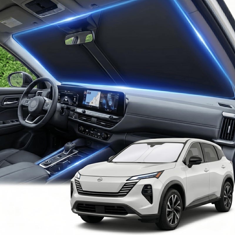 AuyNeas Windshield Sun Shade for Nissan Kicks 2025 2026 Sunshade Front Window Shade Custom Fit Kicks Accessories Sun Visor Foldable Shade Blocks UV Rays Accessories - Image 1