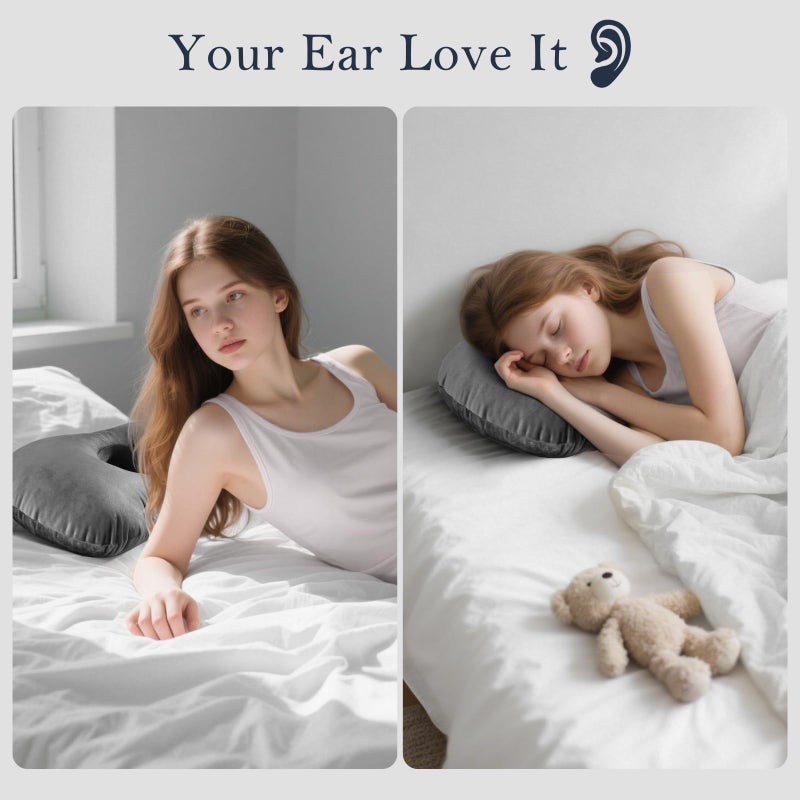 SofGlowly Ear Piercing Pillow for Side Sleepers, Larger Ear Hole Design for Comfortable Sleep, Adjustable Ear Pillows with Soft Washable Cover, Ideal for Ear Piercing Care and Support (Gray) - Image 5