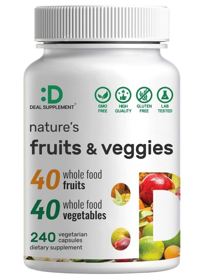 DEAL SUPPLEMENT Nature’s Fruits & Veggies Supplement, 240 Veggie Capsules - 80 Whole Food Superfoods for Daily Balance - 40 Fruits with 40 Vegetables and Greens - Non-GMO, Gluten Free - Image 1