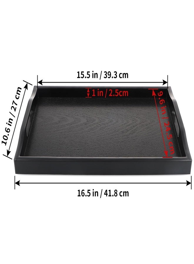 Sanbege Plastic Serving Tray with Handles, 16.5" x 10.6" Rectangular Ottoman Tray for Meals, Decor or Party, Buffet, Coffee Table, Kitchen, Restaurant (Black) - Image 5
