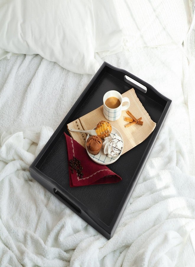 Sanbege Plastic Serving Tray with Handles, 16.5" x 10.6" Rectangular Ottoman Tray for Meals, Decor or Party, Buffet, Coffee Table, Kitchen, Restaurant (Black) - Image 3