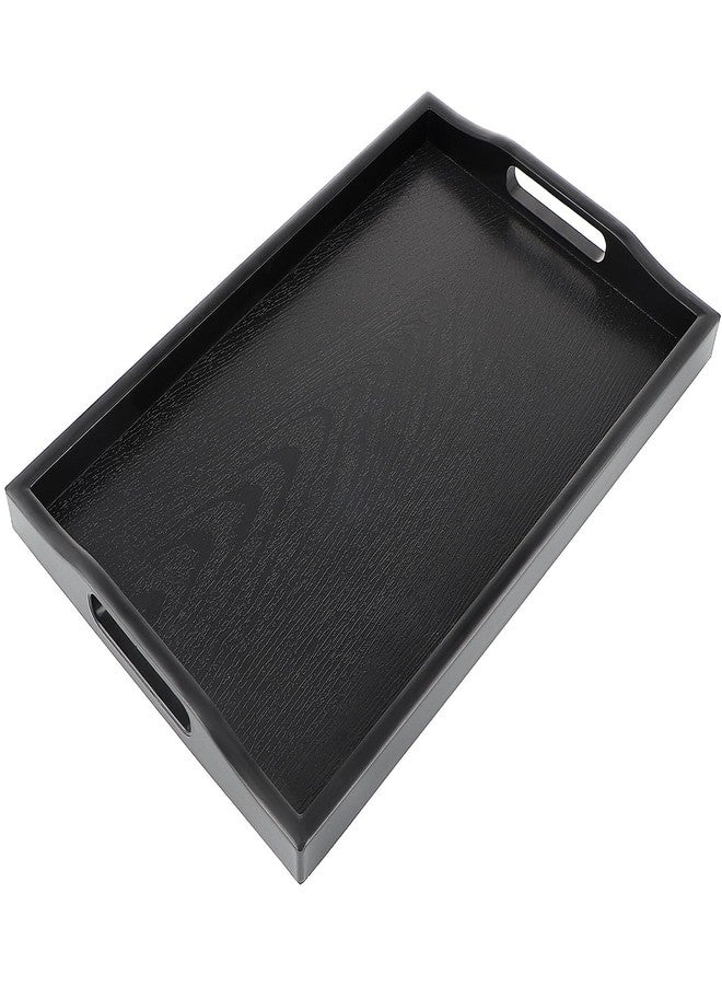 Sanbege Plastic Serving Tray with Handles, 16.5" x 10.6" Rectangular Ottoman Tray for Meals, Decor or Party, Buffet, Coffee Table, Kitchen, Restaurant (Black) - Image 1