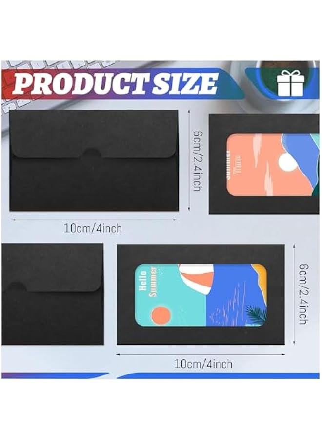 HOOKOR 60 Pack Window Card Envelopes, Card Sleeves Blank Card Holders 3.9 x 2.4 Inch Envelopes for Cards Greeting Card Mailing Envelopes (Black)  - Image 3