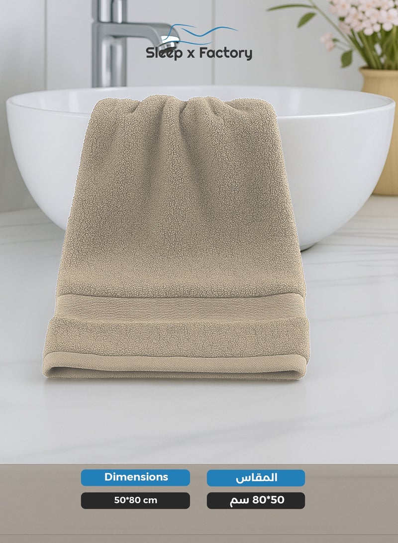 Sleep x Factory Beige Hand Towel – 100% Cotton, Soft & Absorbent – 50x80 cm - Image 3