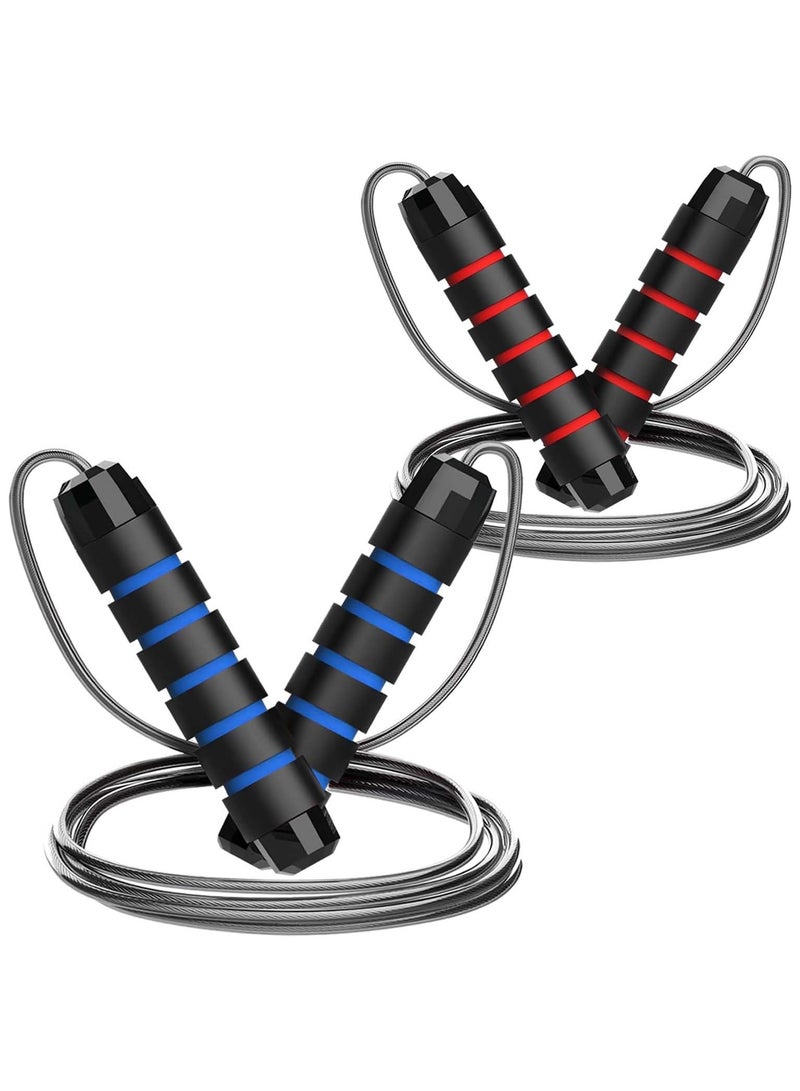 2 Pack Adjustable Speed Jump Rope 300cm, Heavy Weighted Steel Wire Exercise Skipping Jump Rope for Exercise Fitness Skipping Ropes for Fitness Kids,Men,Women - Image 1