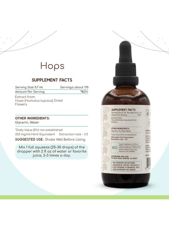 HerbEra Hops B120 Alcohol-Free Herbal Extract Tincture, Organic Hops (Humulus Lupulus) Dried Flower (4 fl oz) - Image 3