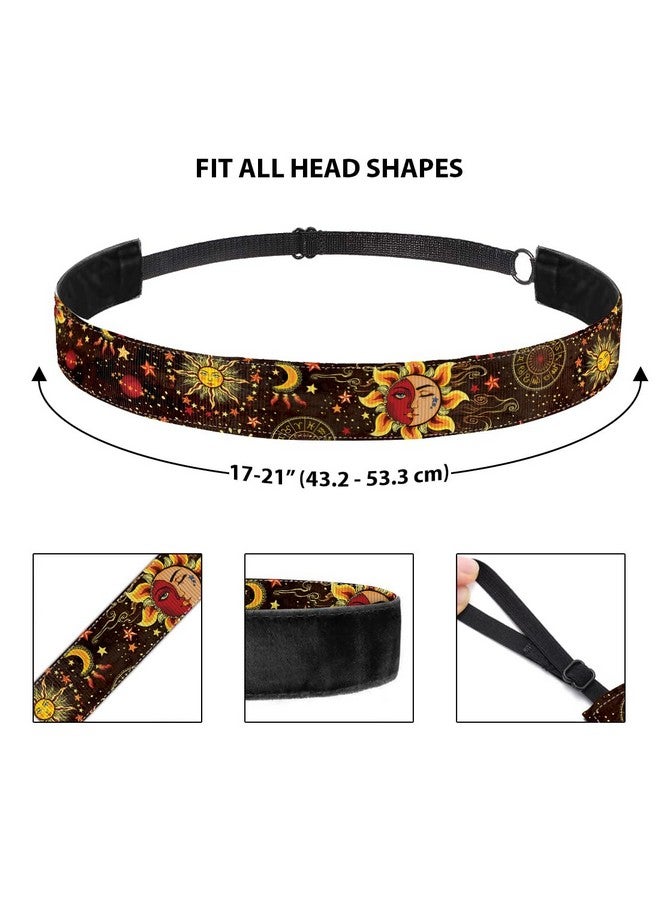 WIRESTER Set Of 3 Elastic Fashion Headbands Adjustable Hair Bands Cute Nonslip Hair Accessories For Women Girls Sea Turtle Celestial Sun Moon And Stars Colorful Sugar Skulls - Image 2
