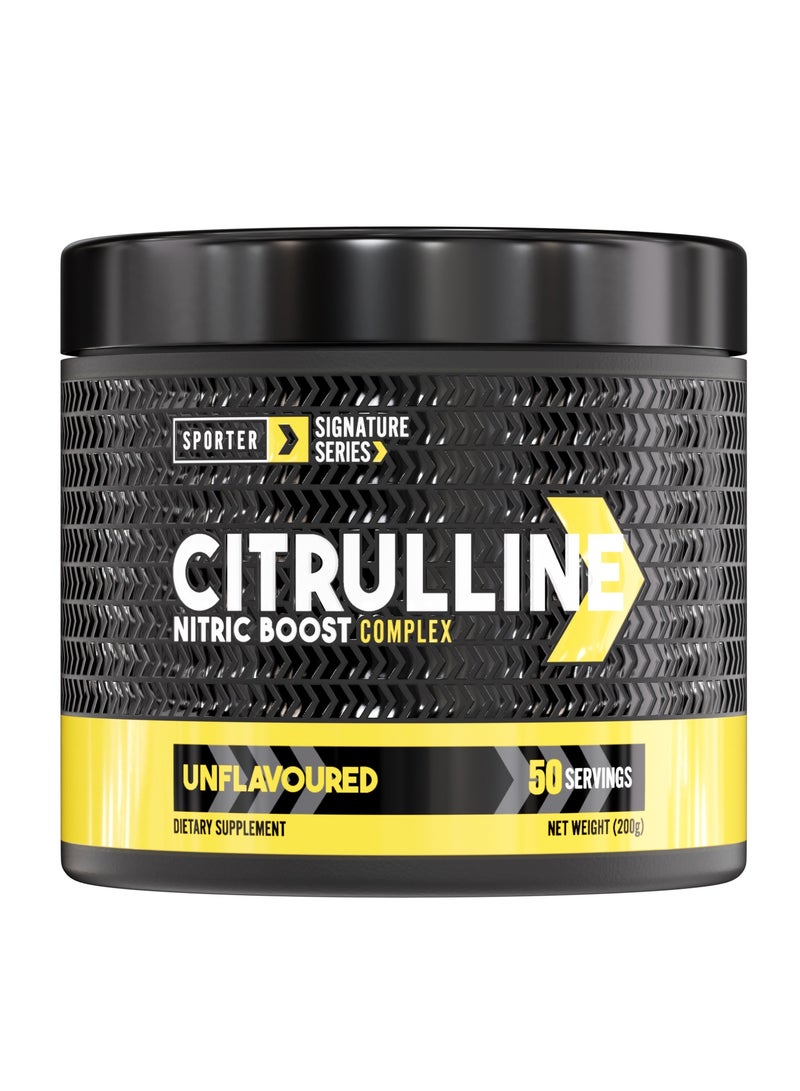 Sporter Citrulline Nitric Boost Complex – 200g | 4g Per Serving | Pure & Malate Blend | Unflavoured | Boosts Endurance & Recovery - Image 1