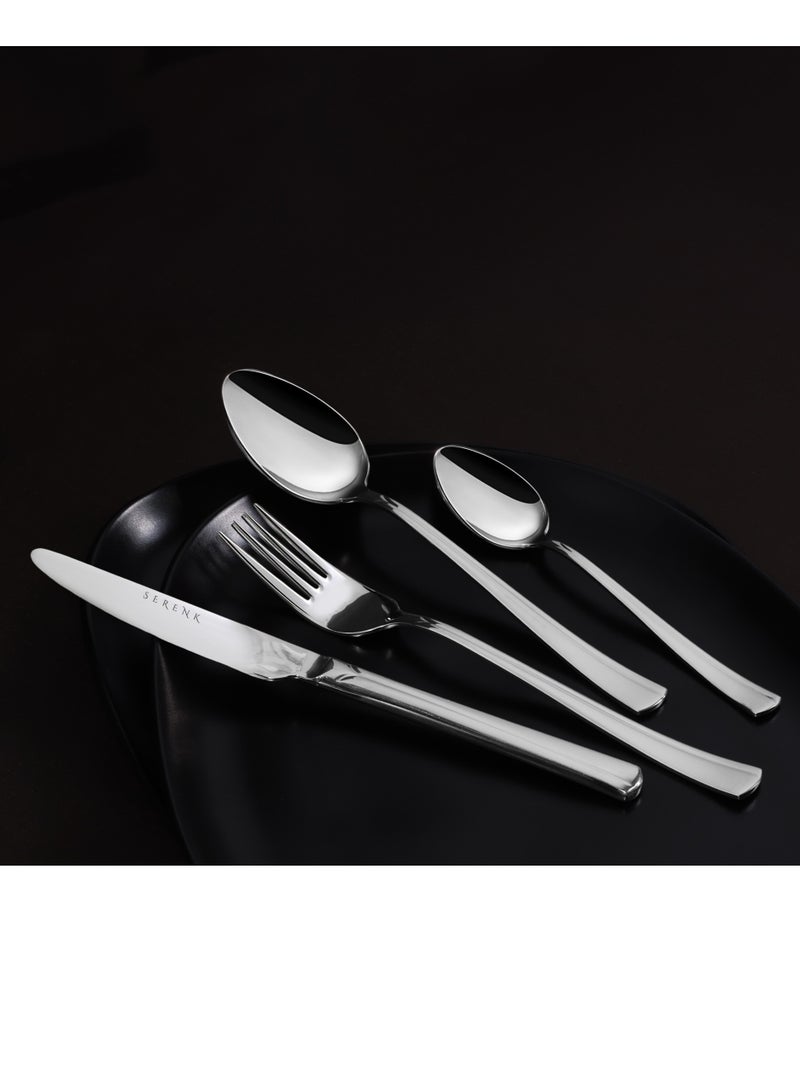 Serenk Serenk Milan 24-Piece Premium 18/10 Stainless Steel Cutlery Set - Elegant, Durable Flatware with Polished Finish  - Image 3