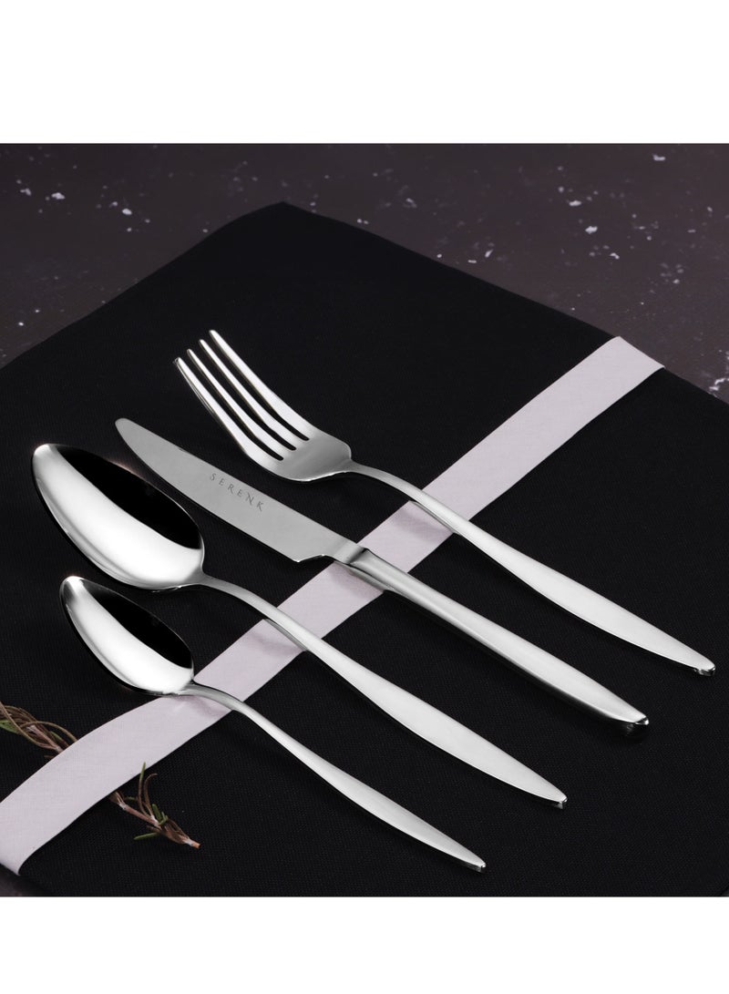Serenk Serenk Milan 24-Piece Premium 18/10 Stainless Steel Cutlery Set - Elegant, Durable Flatware with Polished Finish  - Image 4