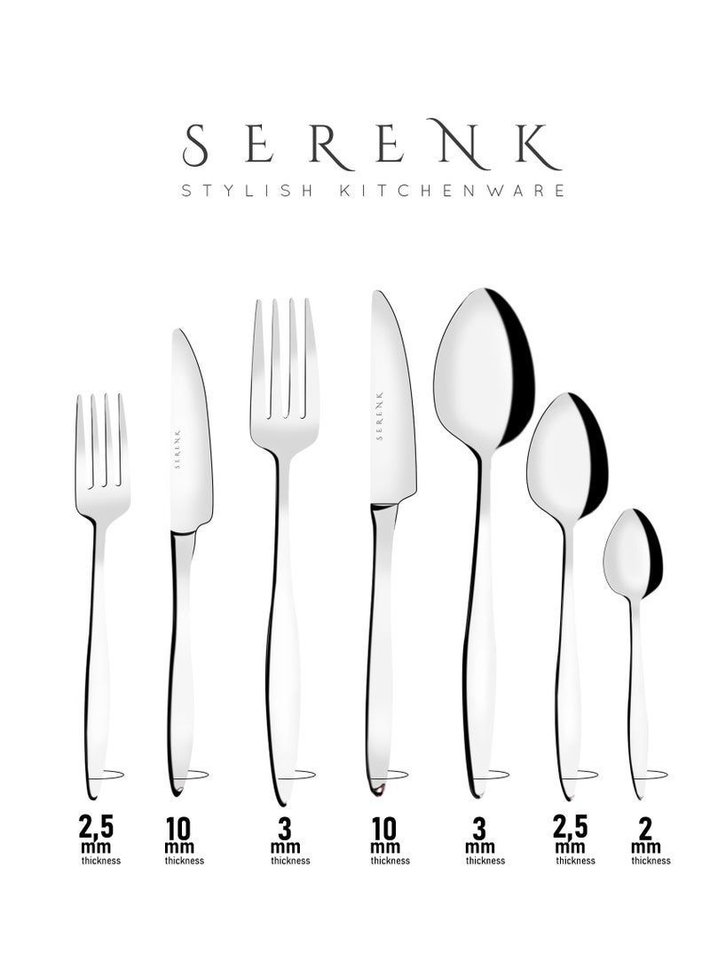 Serenk Serenk Milan 24-Piece Premium 18/10 Stainless Steel Cutlery Set - Elegant, Durable Flatware with Polished Finish  - Image 5