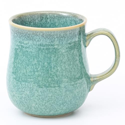 HYTYSKAR 21 oz Large Ceramic Coffee Mugs, Pottery Mug Handmade, Ceramic Tea Cups with Handle for Office and Home, Dishwasher and Microwave Safe (Crystal Green) - Image 1