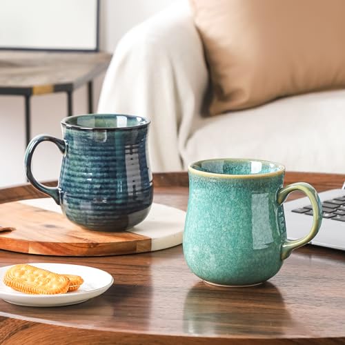 HYTYSKAR 21 oz Large Ceramic Coffee Mugs, Pottery Mug Handmade, Ceramic Tea Cups with Handle for Office and Home, Dishwasher and Microwave Safe (Crystal Green) - Image 4