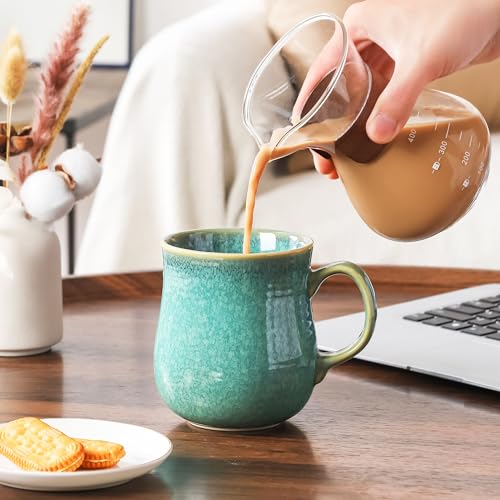 HYTYSKAR 21 oz Large Ceramic Coffee Mugs, Pottery Mug Handmade, Ceramic Tea Cups with Handle for Office and Home, Dishwasher and Microwave Safe (Crystal Green) - Image 3