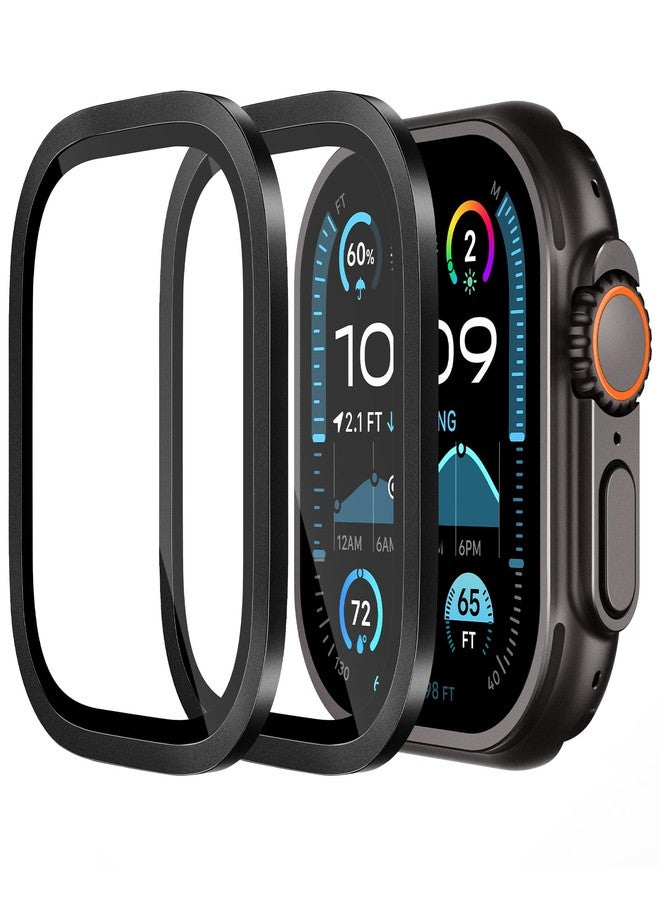 Suitisbest 2 Pack for Apple Watch Ultra 2/Ultra Screen Protector 49mm, Waterproof Titanium Matel Frame Keep Original Touch Sensitive 9H Tempered Glass Protective Film for iWatch 49mm - Image 1