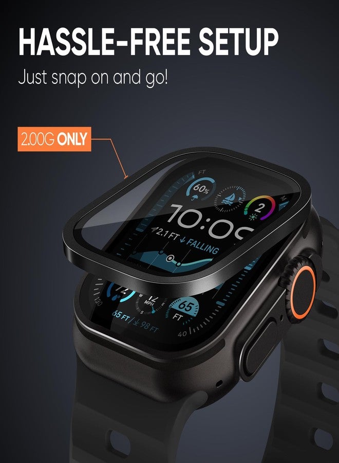Suitisbest 2 Pack for Apple Watch Ultra 2/Ultra Screen Protector 49mm, Waterproof Titanium Matel Frame Keep Original Touch Sensitive 9H Tempered Glass Protective Film for iWatch 49mm - Image 4