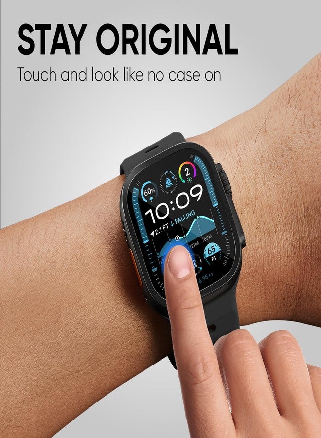 Suitisbest 2 Pack for Apple Watch Ultra 2/Ultra Screen Protector 49mm, Waterproof Titanium Matel Frame Keep Original Touch Sensitive 9H Tempered Glass Protective Film for iWatch 49mm - Image 3