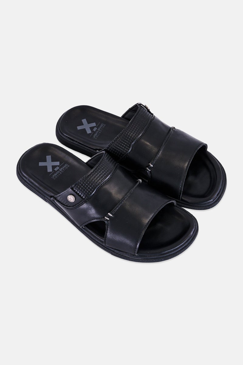 Xti Men Brand Logo Slip On Sandals, Black - Image 4