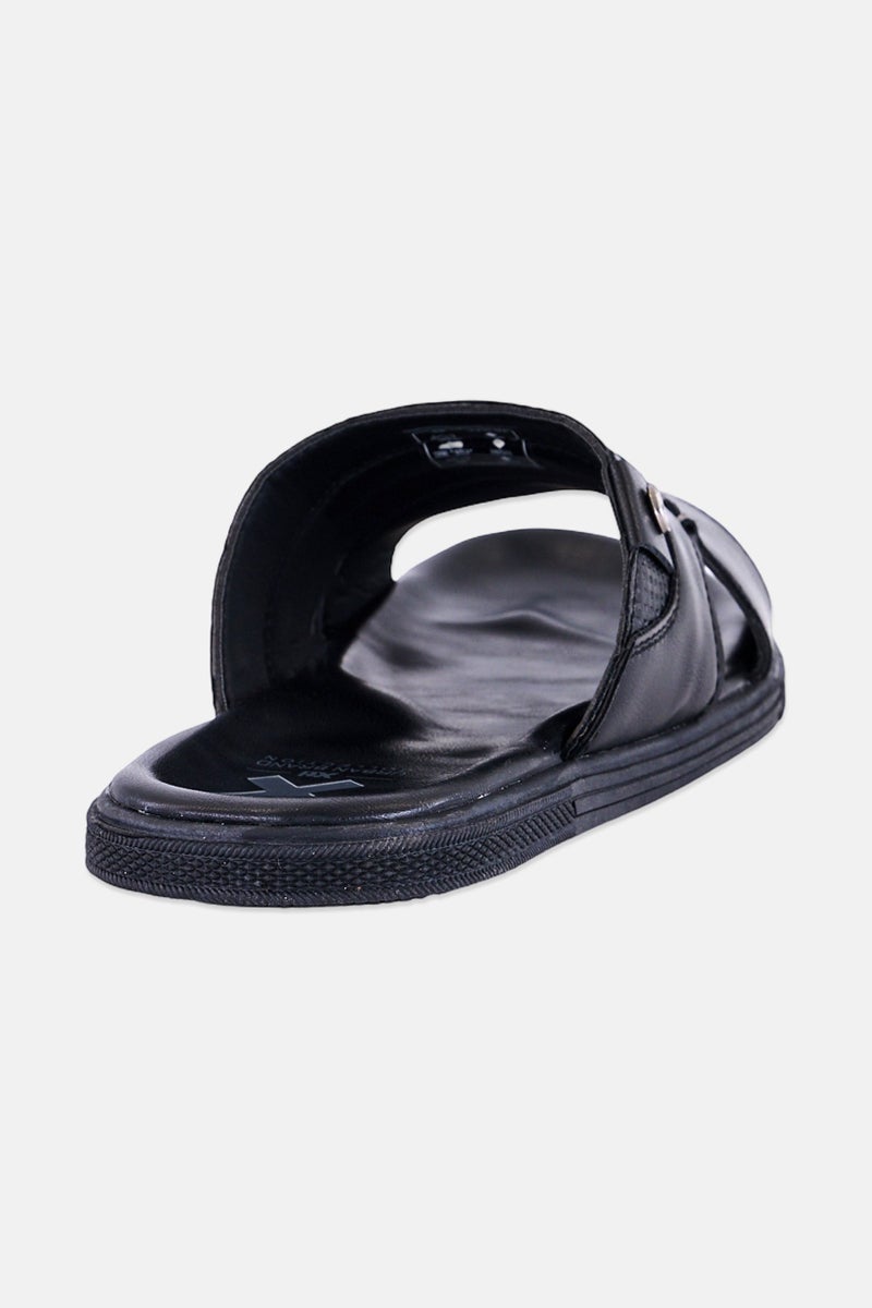 Xti Men Brand Logo Slip On Sandals, Black - Image 3