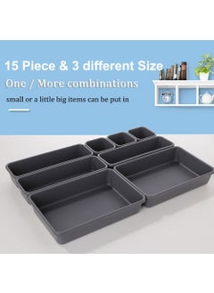 Voxmix VOXMIX 15 Piece Interlocking Bin Pack Granite VALUE COLLECTION Customizable MultiPurpose Storage Durable Easy to Clean Black  - Image 4