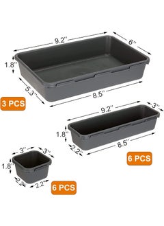 Voxmix VOXMIX 15 Piece Interlocking Bin Pack Granite VALUE COLLECTION Customizable MultiPurpose Storage Durable Easy to Clean Black  - Image 2