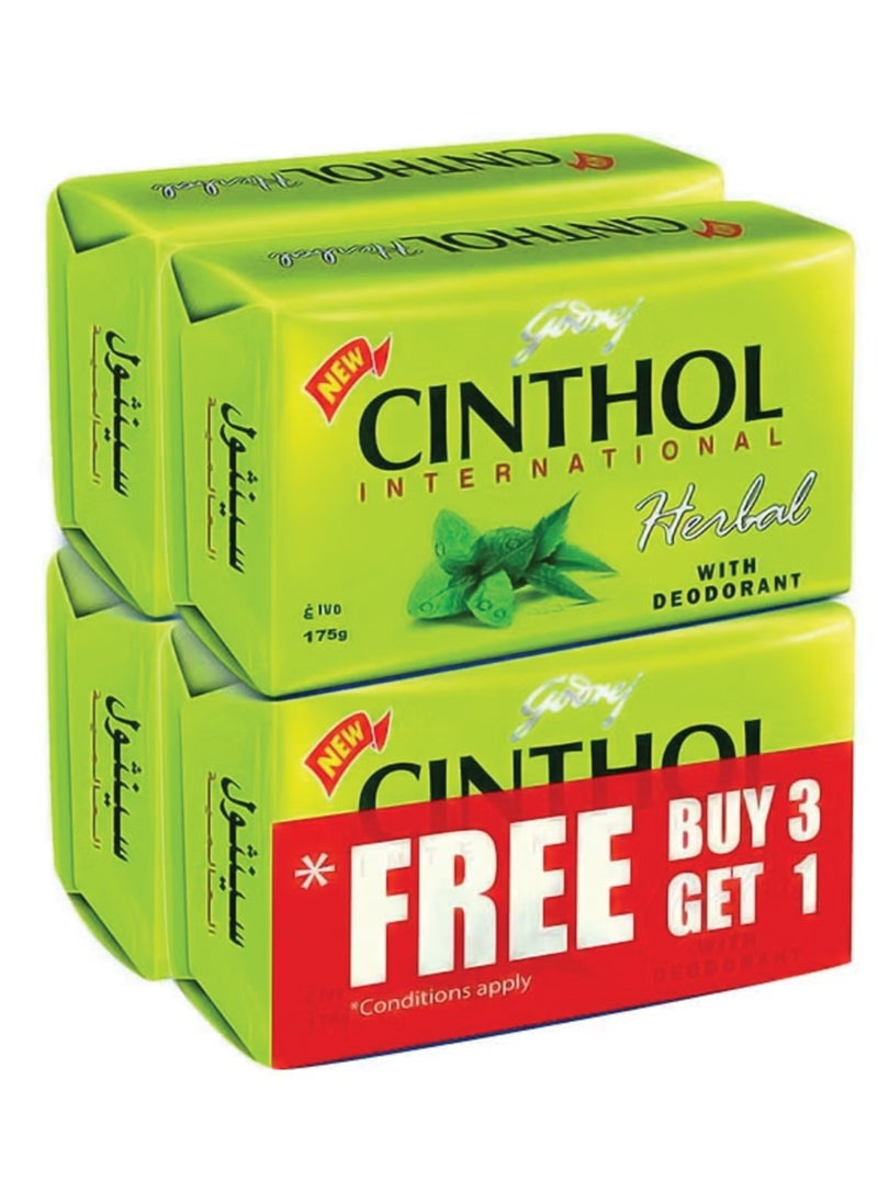 Godrej Bath Soap Herbal With Deodorant 175g Pack of 4 