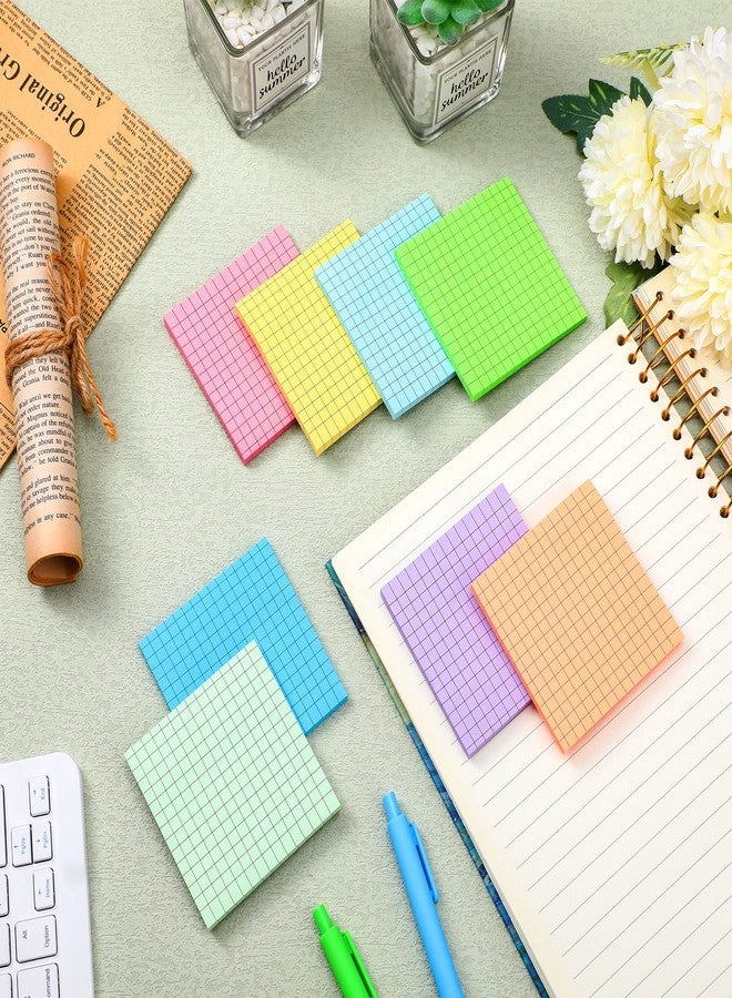 Geosar 24 Pack Lined Grid Sticky Notes 3 x 3 Inch Note Colorful Self Stick Notes Power Memo Pads Strong Adhesive Self Stick Note for Gifts School Office Supplies (Macaron Color) - Image 4