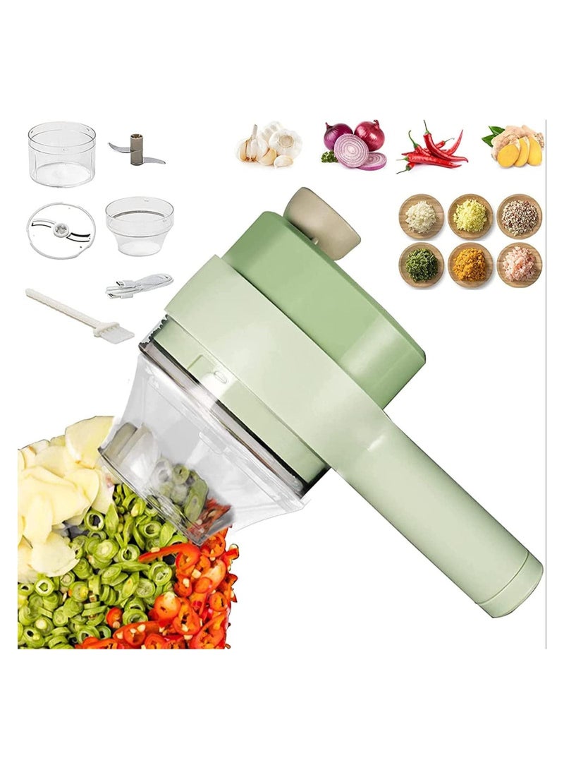 ELTRAZONE 4 in 1 Portable Electric Vegetable Cutter Set,Gatling Vegetable Chopper Mini Wireless Food Processor,Garlic Chili Onion Celery Ginger Meat Garlic Chopper with Brush - Image 1