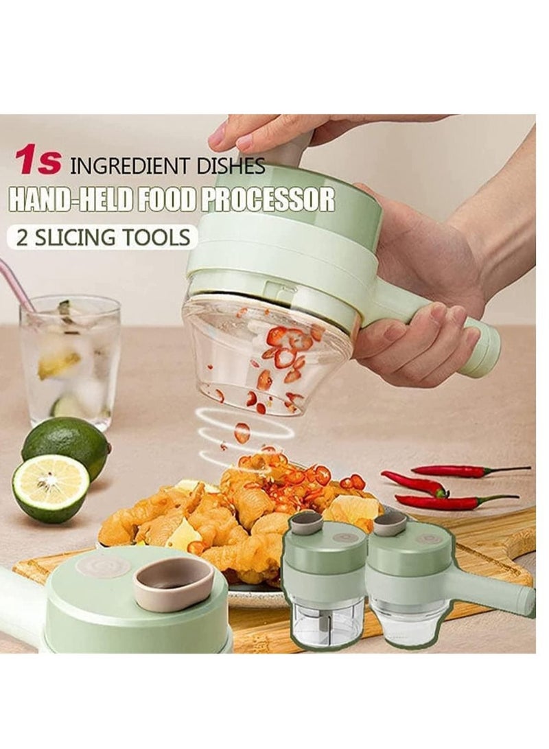 ELTRAZONE 4 in 1 Portable Electric Vegetable Cutter Set,Gatling Vegetable Chopper Mini Wireless Food Processor,Garlic Chili Onion Celery Ginger Meat Garlic Chopper with Brush - Image 3